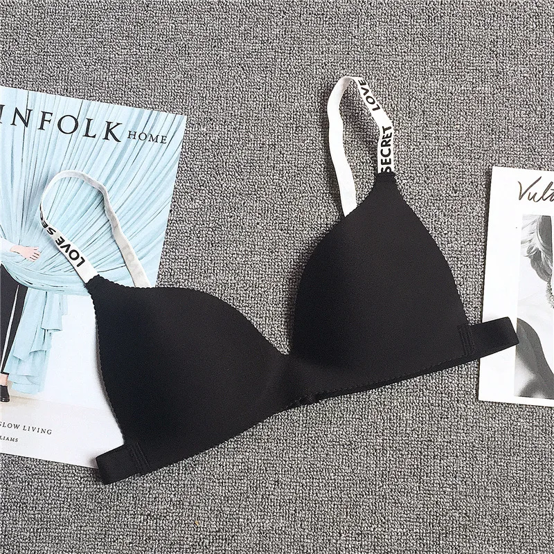 Letter Straps Seamless Push Up Bras For Women Sexy Lingerie Comfort Bra Adjustable Brassiere Small Breast Underwear Bralette