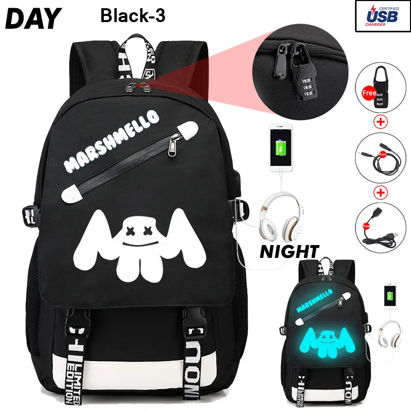 Рюкзак для мужчин USB Смарт Зарядка порт светящийся ноутбук школьная сумка модный тренд девушка путешествия рюкзак#197292