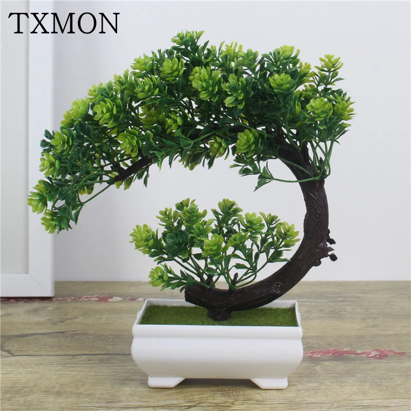 1pc Plantas Artificiales Bonsái Verde Pequeña Maceta de Árbol Plantas  Falsas Flores Adornos en Macetas Para la Decoración del Hogar Artesanía  Planta Decorativa