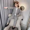 Mode mariage enfants costume ensembles pour filles Plaid costume formel vestes + pantalon école Blazer ensemble filles vêtements enfants vêtements 8 10Y ► Photo 2/6