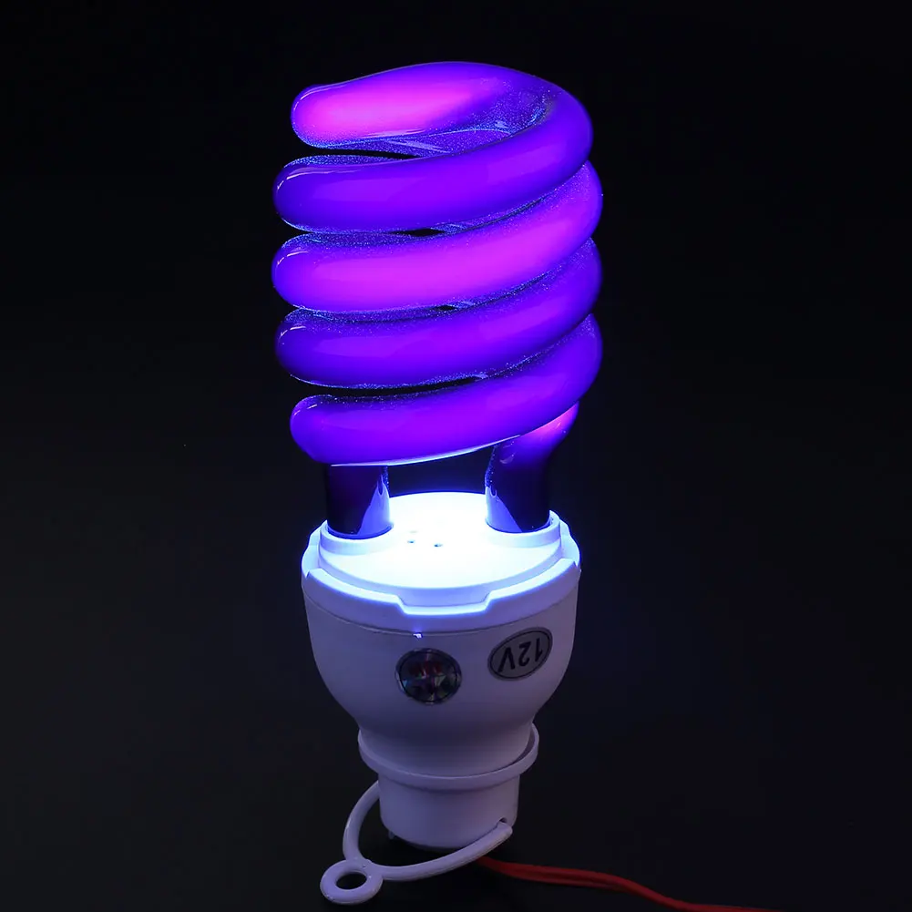 Bulb Light W/Clip Light Fluorescent Lights UV Lamp Led 40W Ultraviolet DC12V Screw Energy Saving Blacklight CFL