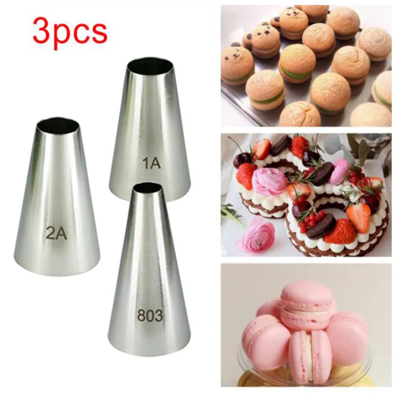 3PCS Large Size Round Metal Cake Cream Decoration Tip Stainless