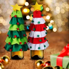 Набор Винных Бутылок, рождественская елка, рождественские украшения, липкий шар для волос, елочка, Набор Винных Бутылок с пятью звездами, W822