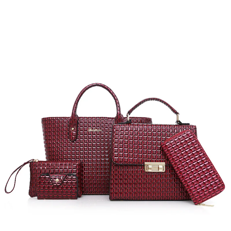 

2019 New Style WOMEN'S Bag Fashion Small Rhombus Shoulder Bag/ Hand Bag Large Bag Top Grade Five-Piece Embossed Different Size B