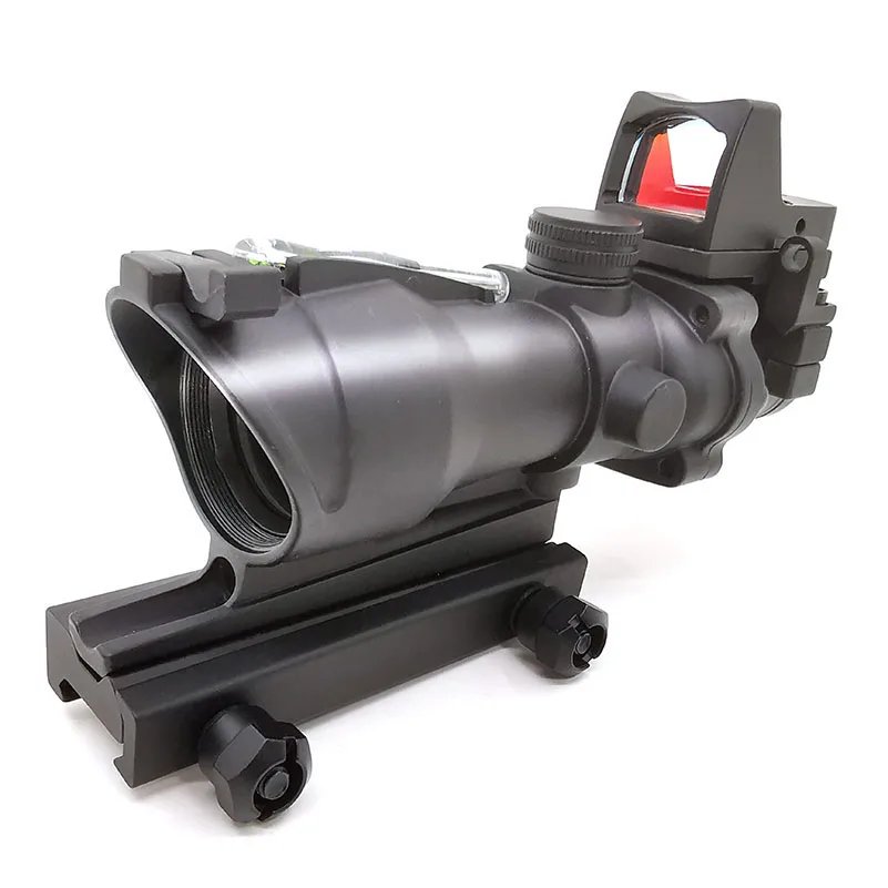 

Tactical Hunting Riflescope ACOG 4X32 Scope Reticle Fiber Green Red Illuminated With RMR Red Dot Sight Fits 20mm rail