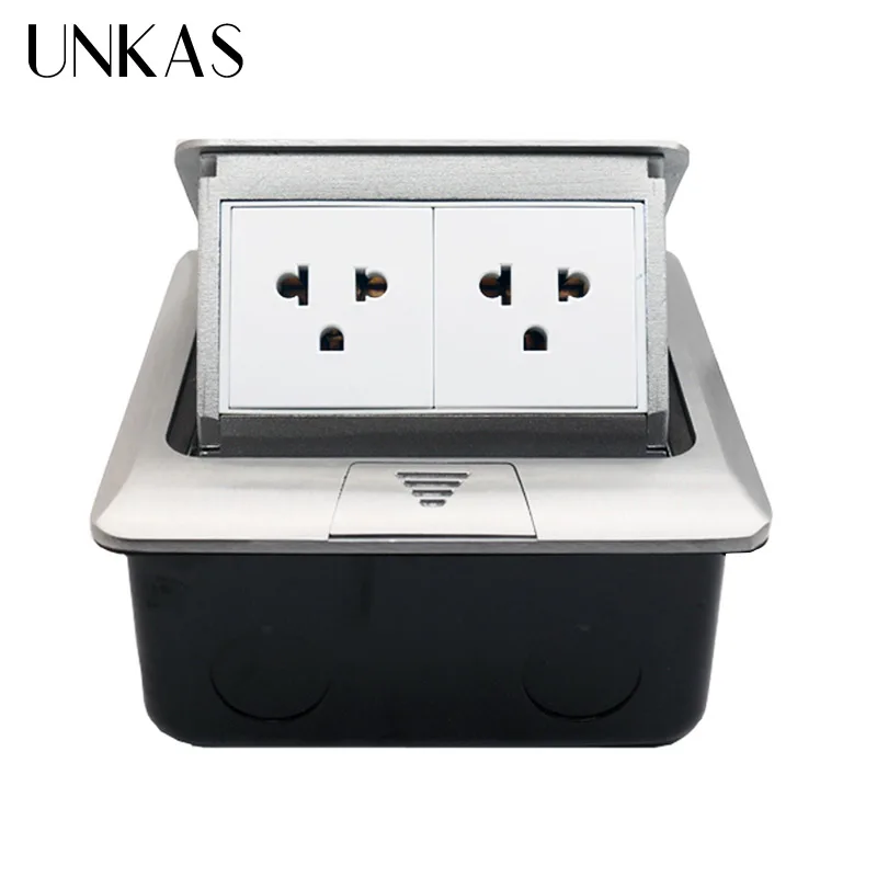 UNKAS Алюминий Панель по стандартам ЕС/США/FR Стандартный Pop Up Пол Socket 2 Way электрической розетке модульная Комбинации по индивидуальному заказу доступны - Тип: US Socket