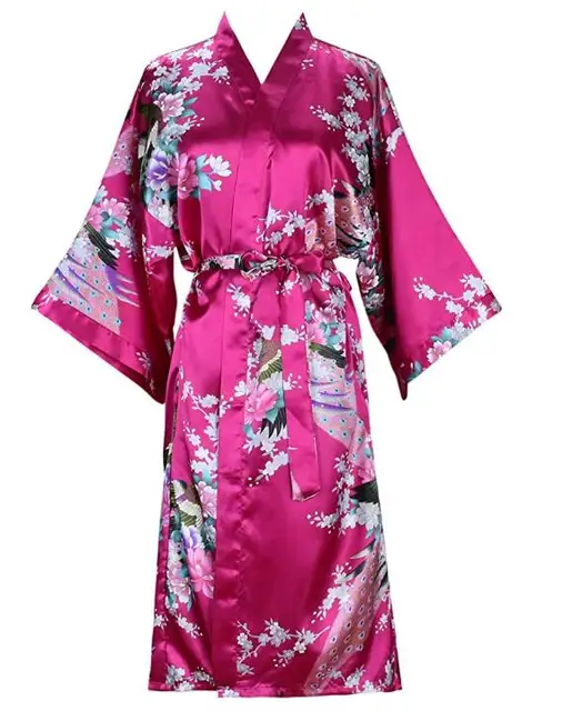 Robe de mariée en Satin de soie pour demoiselle d'honneur, peignoir Floral, Kimono court, Robe de nuit, Robe de bain, à la mode, pour femmes