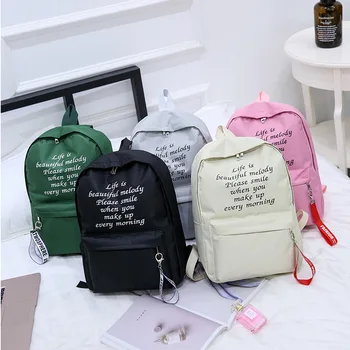 

2020 Fashion Letter Bag Waterproof Korean Fashion Letter Cute Simple Nylon Backpack Casual Backpack Student Bag Large Capacity