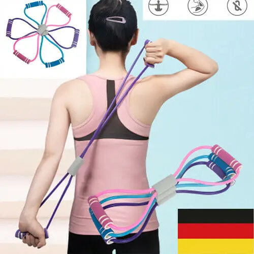 Newest Arrival 8 Shape Yoga Rally Strap Stretch Band Rope Latex Rubber Arm Resistance Fitness Exercise Pilates Yoga Gym 2