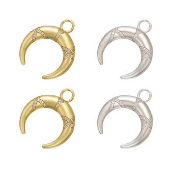 

ZHUKOU 24x28mm Brass CZ gold/silver color Moon charms for Necklace earrings jewelry accessories making Components model:VD699