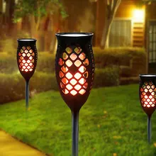 Мерцающие садовые солнечные светильники Питание Водонепроницаемая уличная газонная лампа солнечная горелка Пламя танцы огни для дорожка для патио двора Декор