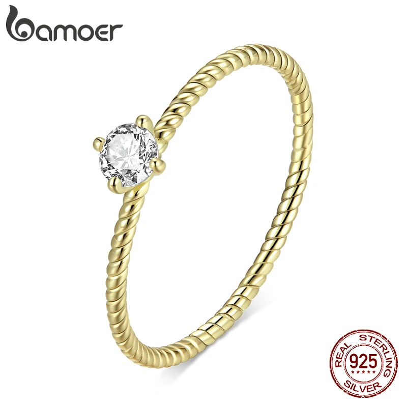 Кольцо bamoer из стерлингового серебра 925 пробы с кристаллом и короной белого