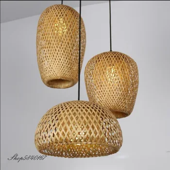 

Retro Handmake Living Room Hanging Lamps Bamboo Pendant Light Fixtures Dining Room Lights Home Deco Luminaire Kitchen Pendant