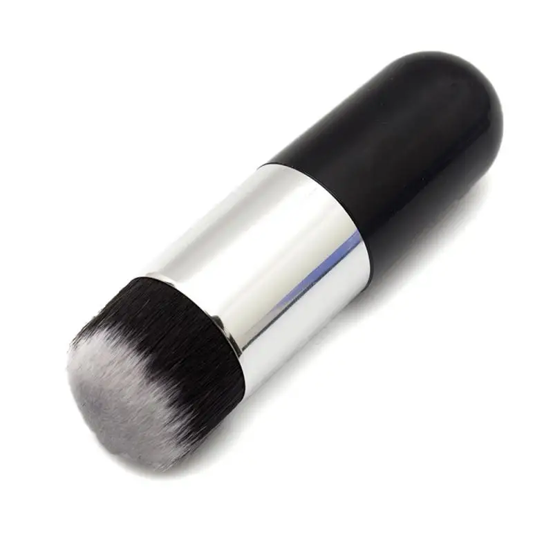 Chubby Pier Foundation Brush Makeup Brush Beauty Tools Round Head Silver Foundation Eyebrow Eye Shadow Brush BB Cream Brushes - Handle Color: black silver