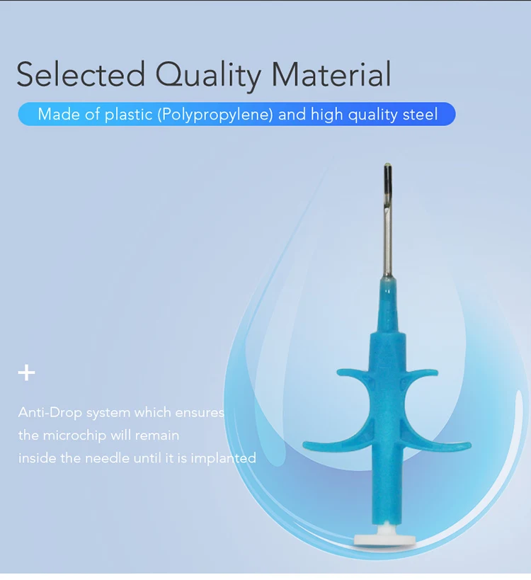 iso11784 5 rfid implante chip seringa animal