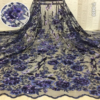 

2020 High Quality African Sequins Lace Fabric French Net Embroidery Tulle Lace Fabric For Nigerian Wedding Party Dress
