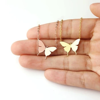 

Pretty Big Butterfly Pendant Necklace Women Kids Jewelry Gold Color Stainless Steel Chain Cute Animal Colar Feminino Bff Gifts