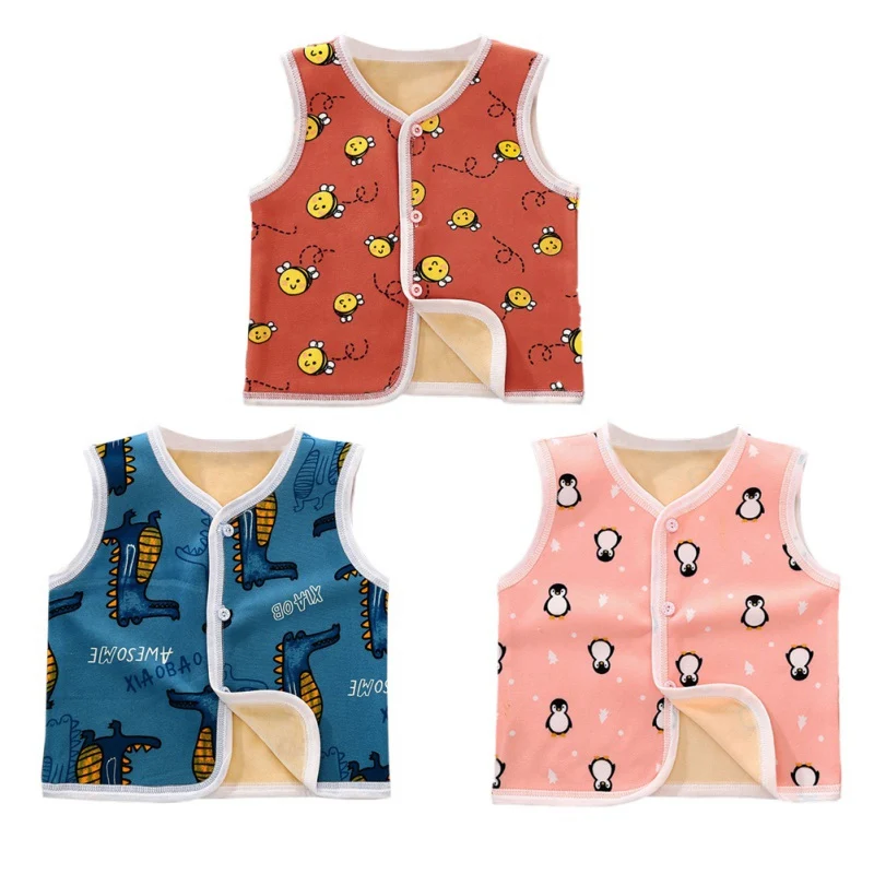 Cute Autumn Winter Casual Fashion Baby Cartoon Printing Sleeveless Waistcoats Kids Vests Newest