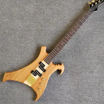 

2019 New Arrival 5 Strings Electric Guitar,Buzzard Bass Guitar,Natural Color Top,number inlay,Through Neck,Free Shipping