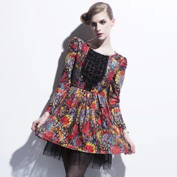 

Spring Flowers Diamond Love Lace Dress Women Clothes 2020 Long Sleeve Retro Mini Runway Party Dress Vestidos De Fiesta D5310236