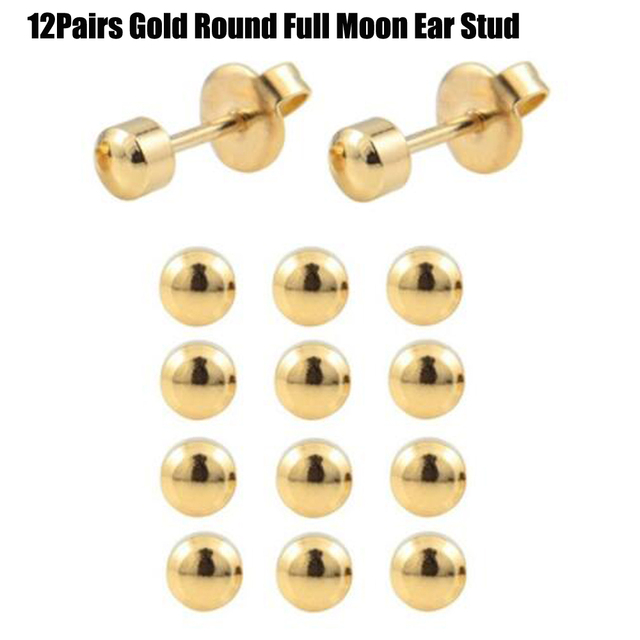 Sterilized Dozen Pack Gold & Silver Color Ear Cartilage Tragus Piercing Stud Earring Mixed Colors Shape Star Heart Pearl