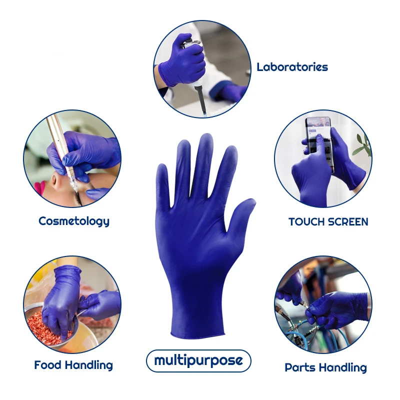 Nitrile Gloves Disposable Powder Free Safety Work Gloves White Purple Black Gloves Working For Kitchen Household Food Grade