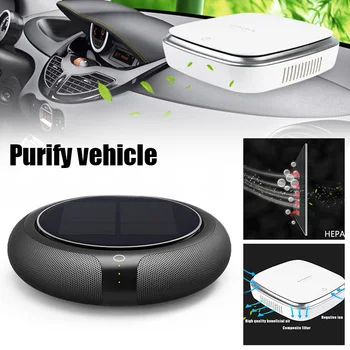 

Solar Car Air Purifier Portable Air Fresher with Filter 3 Speed Setting USB Quiet Air Cleaner QP2