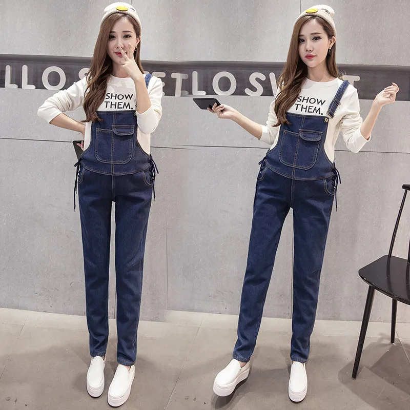 

Pregnant Women Suspender Pants Spring And Summer 2019 New Style Korean-style Fashion Outer Wear Cowboy Loose And Plus-sized Ones