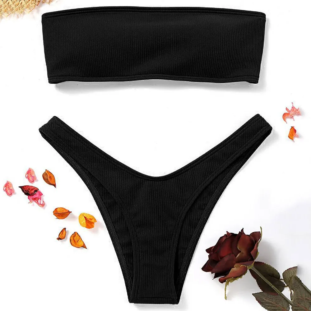

Micro Bikini Women Off Shoulder Push Up Beach Wear Maillot De Bain Femme Swimwear Swimsuit Bathing Suit Solid Bikini