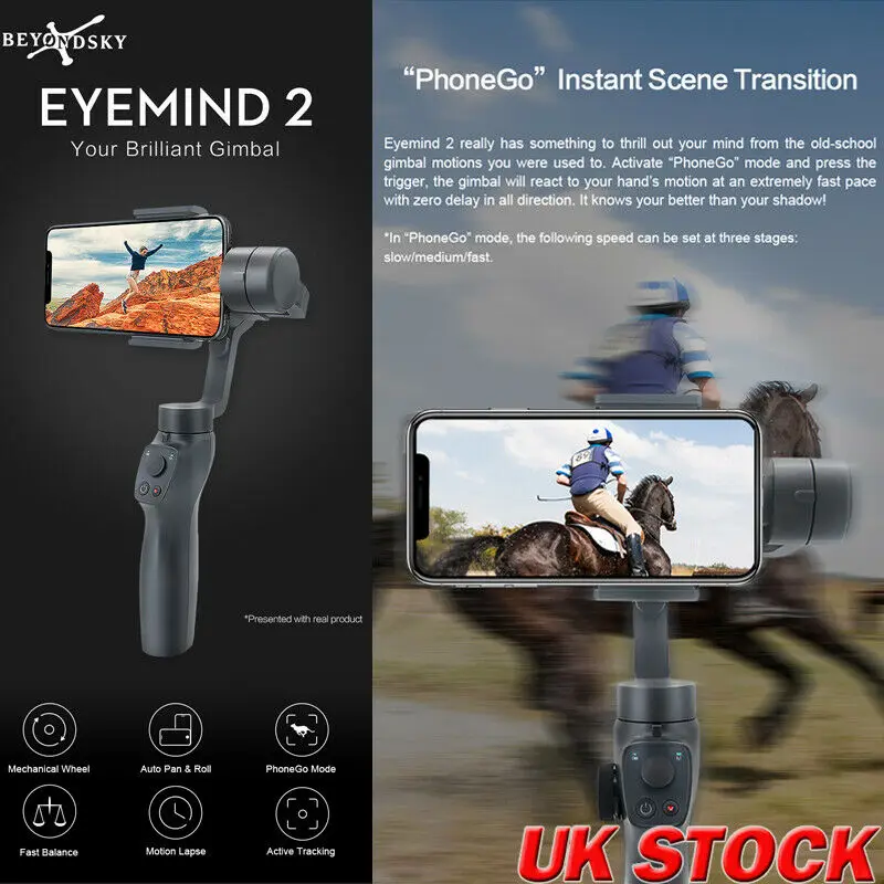  3 Axis Flexible Handheld Gimbal Stabilizer Action Camera Smartphone Support App Control for iPhone 