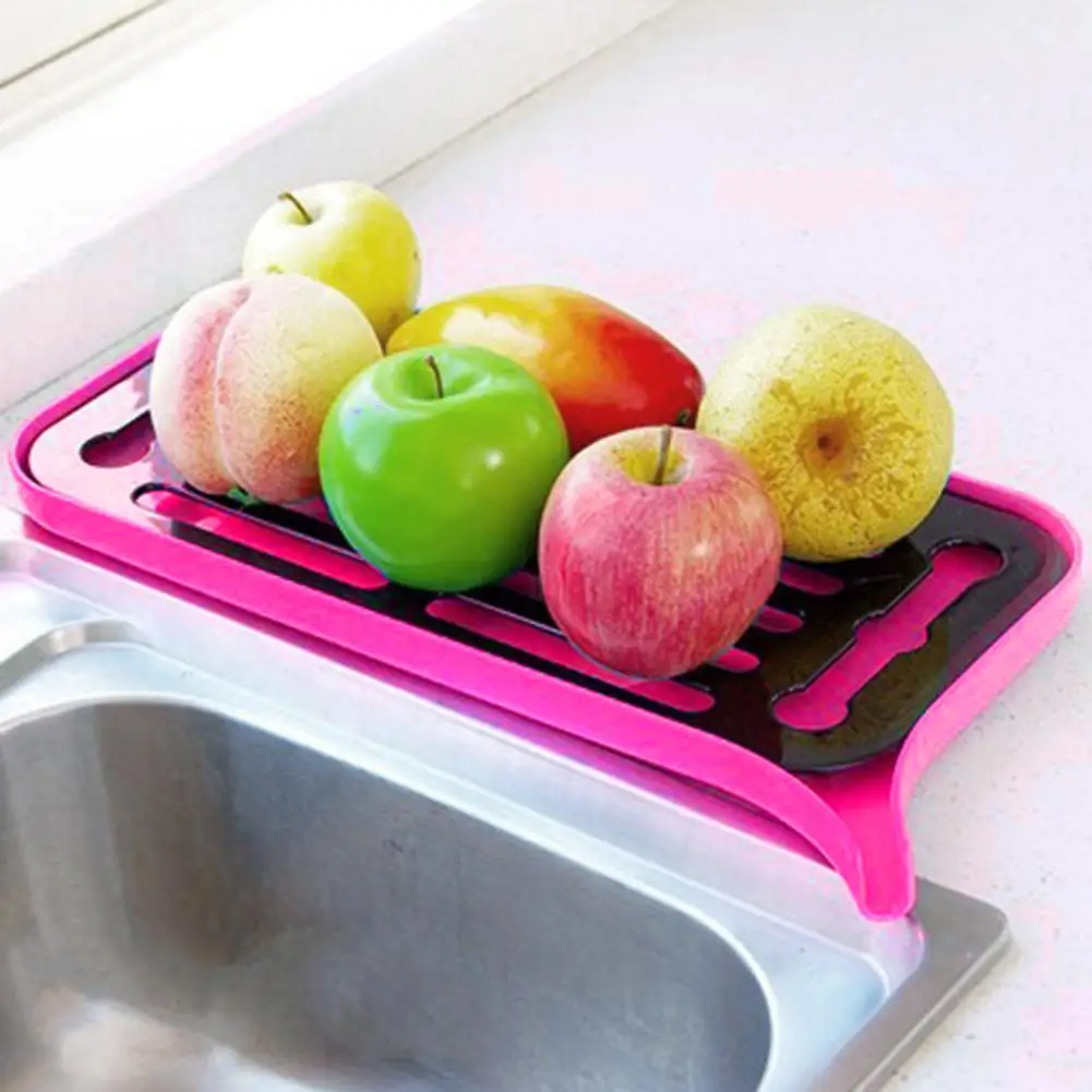 Пластиковый дренажный стеллаж для посуды, кухонный Многофункциональный двухслойный дренажный лоток для хранения фруктов, стеллаж для слива воды
