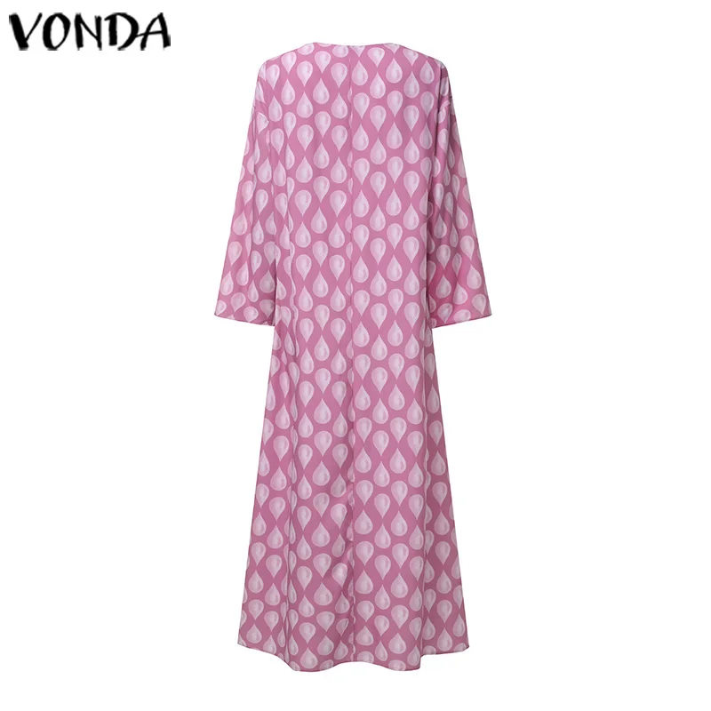 VONDA, Осеннее длинное платье для беременных, женское сексуальное платье с v-образным вырезом и длинным рукавом, платья-рубашки, туники для беременных, богемные вечерние платья