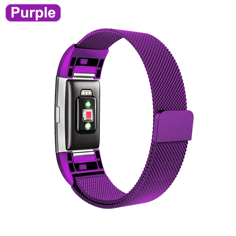 Металлический ремешок для Fitbit Charge, 2 ремешка для Fitbit charge, 3 ремешка, Миланский магнитный ремешок для смарт-браслета, аксессуар - Цвет: Purple