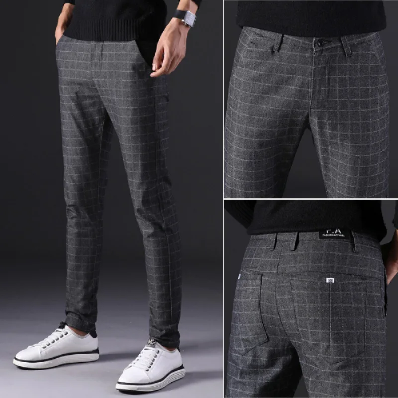 

638 # Autumn And Winter Brushed Plaid Pants Cargo Foot Main Push Contact Me.