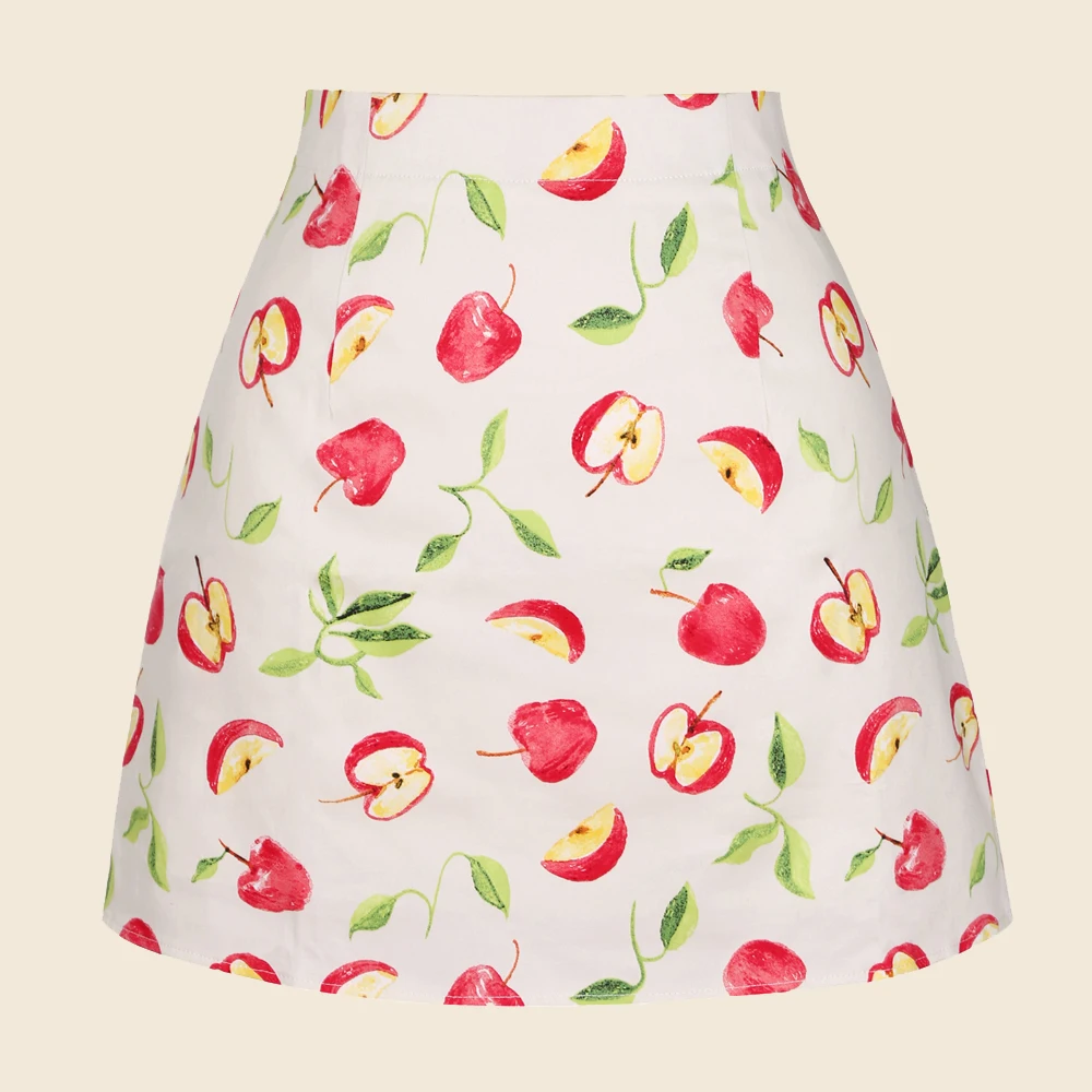 

SISHION White Cotton Summer Women Skirts Y2K Fruit Print High Waist Mini Skirt Femme Saias Mulher SS0008