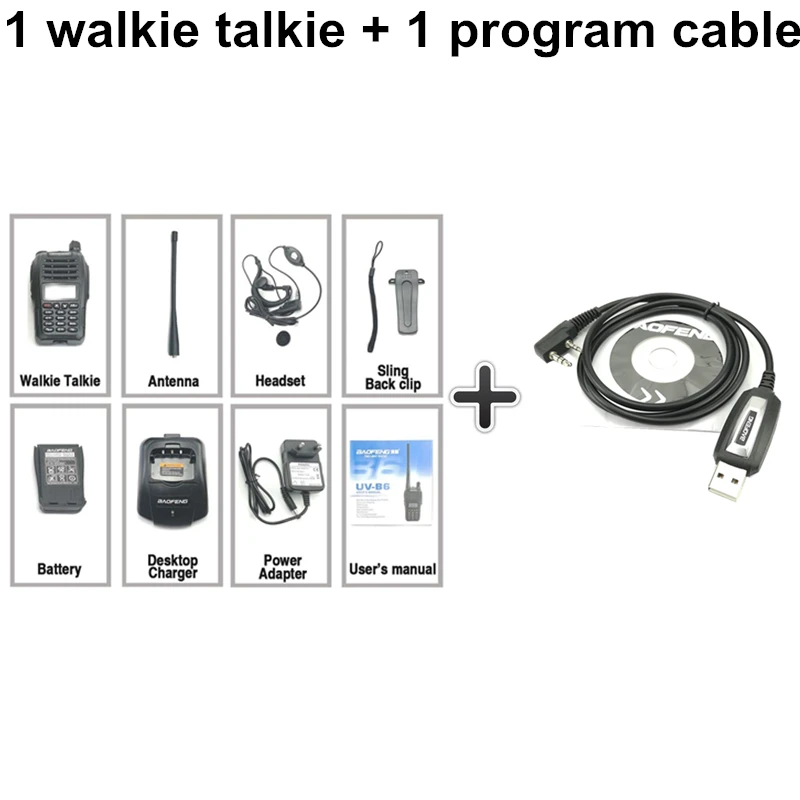 Add a program cable Baofeng UV-B6 портативная рация 5 Вт 2000 мАч UHF& VHF Cb радио Диапазон UV B6 цифровой любительский UVB6 радиостанции трансивер Retevis - Цвет: Add a program cable