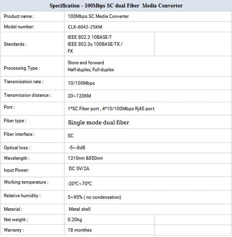 Передатчик эфирной сети с медиумом 10/100 м 4 порта+ 1 волоконно-оптический порт SC 1310/1550nm AB одномодовый волоконно-оптический медиа конвертер 1 шт