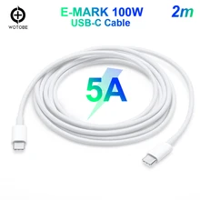USB-C кабель 2 м 5А E-MARK 100 Вт Быстрая зарядка подходит для MacBook и 29 Вт 30 Вт 45 Вт 61 Вт 65 Вт 87 Вт Thunderbolt 3 интерфейс ноутбука