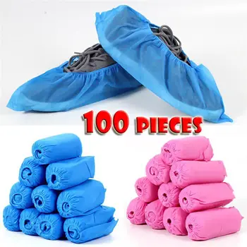 

100 Pcs/Pack Disposable Shoe Covers Medical Non-woven Anti-Slip Waterproof Shoe Covers Household Indoor Anti Dust Shoes Covers