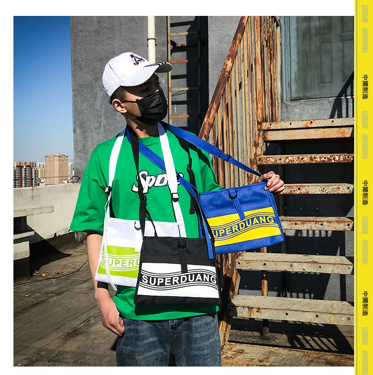 Сумка для женщин сумка мужская ins тканевая сумка Одиночная сумка через плечо Женская Мужская корейская модная брендовая контрастная Холщовая Сумка