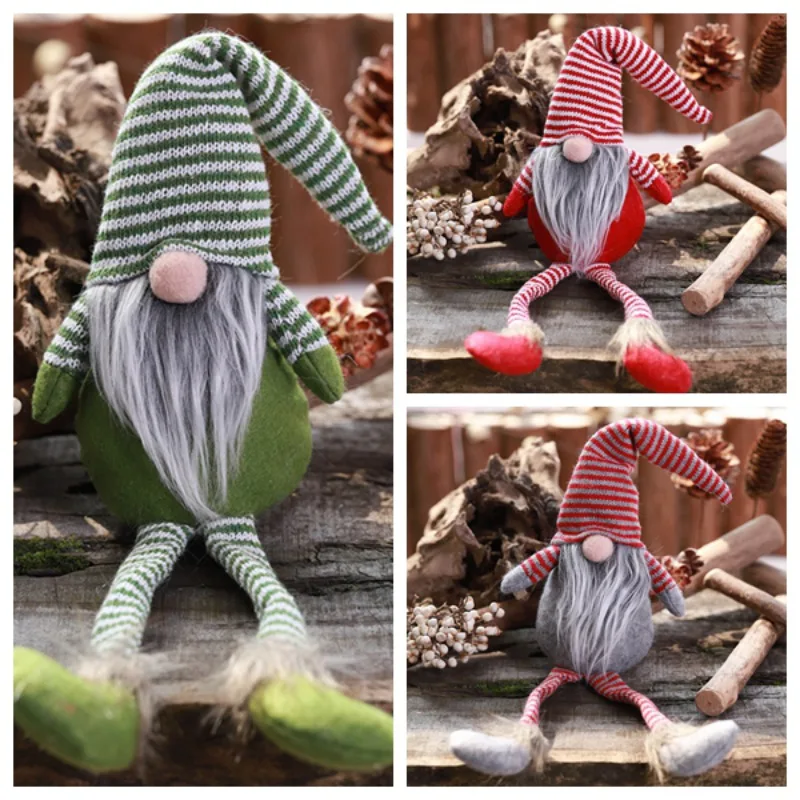 

Christmas Gnome Gifts Holiday Decoration Present Handmade Striped Tomte Plush Doll Tabletop Santa Figurines Ornaments