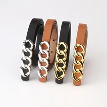 

105cm*1.5cm Chain Designed Metal Buckle Ladies Belt Simple All-Match Jeans Waistband Female Casual Women Small Band