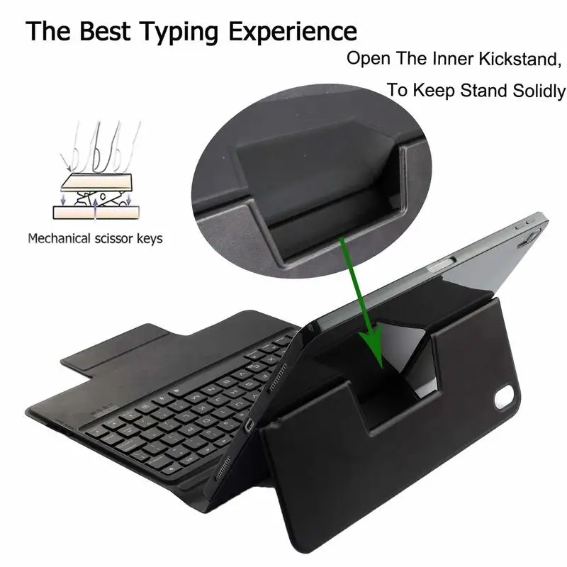 Bluetooth Wireless Keyboard Case Cover for New IPad10.2" with 7 Color Backlit and Pencil Holder with Auto Sleep/Wake