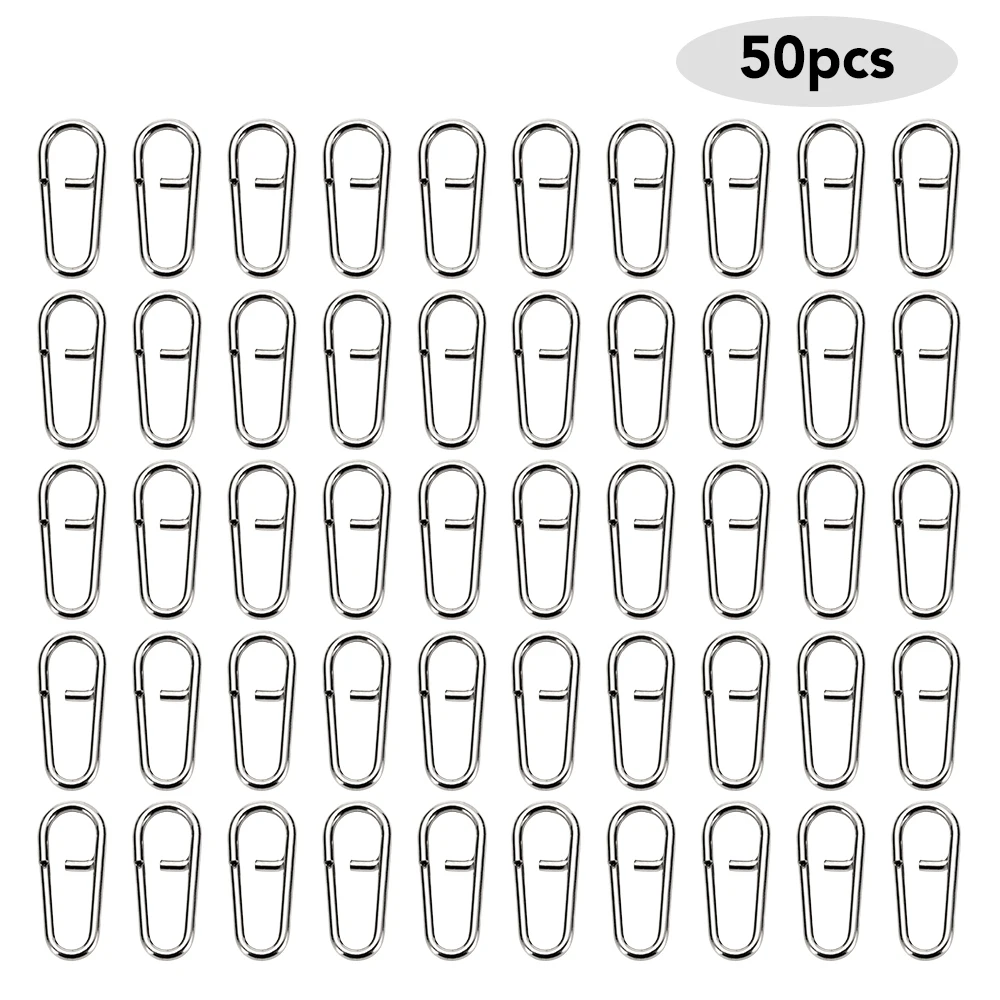 

Hot New 100pcs / 50pcs Stainless Steel Fishing Snap Swivels Fishing Speed Clip Fishing Split Fishing Line Connector