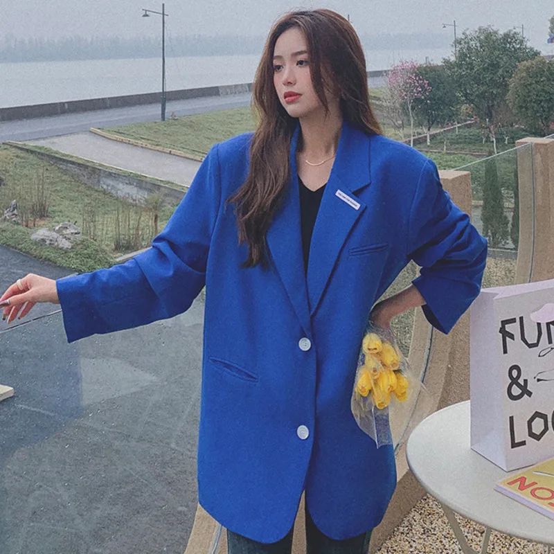 2021 New Single Breasted Lapel Blazer Long Sleeve Loose Fit Jacket Fashion Tide Korean Version Summer E173 |