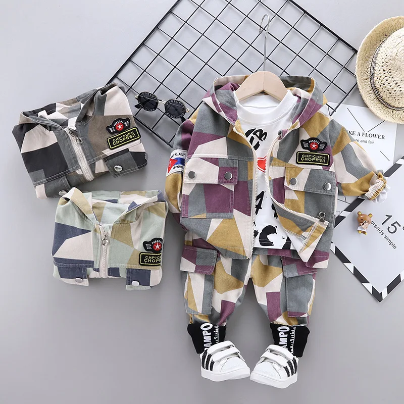 

Childrenswear 2020 Spring And Autumn Infants Child Fashion Korean-style BOY'S Star Camouflage Coat Three-piece Set