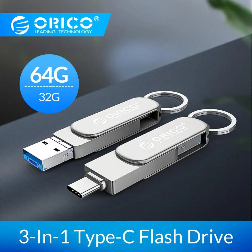 ORICO USB флеш-накопитель 3-в-1 Тип-C USB3.0 Micro-B 64 Гб оперативной памяти, 32 Гб встроенной памяти, USB3.0 флэш-память USB флешки флэш-памяти OTG U диск для телефона/планшета/ПК