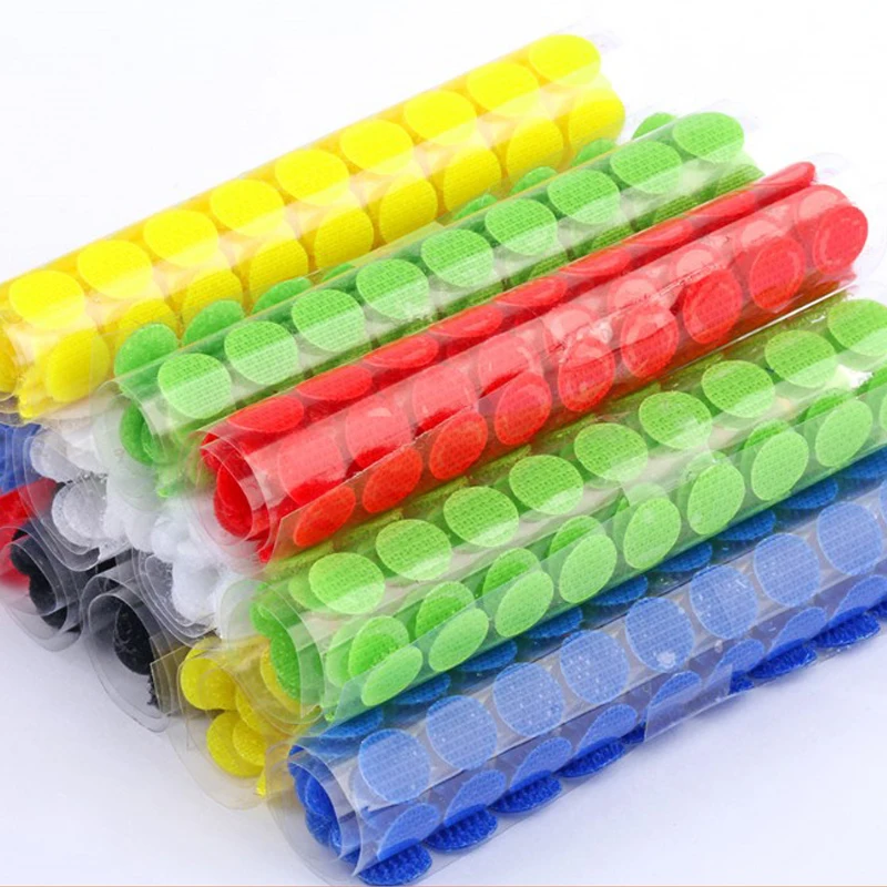 

Self Adhesive Fastener Tape Dots Sticker Nylon Hook And Loop Multicolor Strong Glue Round Coins Tape Sewing Tools 100pairs