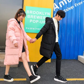 

2019 Winter Korean Version Of The New European And American Leisure Long Hip Hop Solid Color Hooded Cotton Clothing