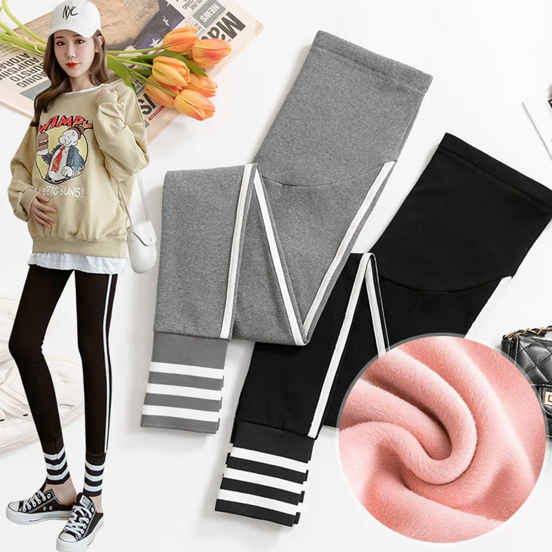 

Photo Shoot 2019 Winter Brushed And Thick Fashion Maternity Pants Feet Thread Bilateral Fashion Skinny Pants Abdominal Support L
